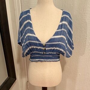 L Space Blue Striped Women's Crop Top